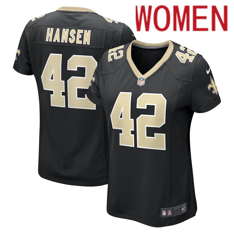 Women New Orleans Saints 42 Chase Hansen Nike Black Game NFL Jersey